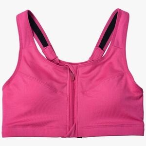No Boundaries Pink Sports Bra with Front Zip